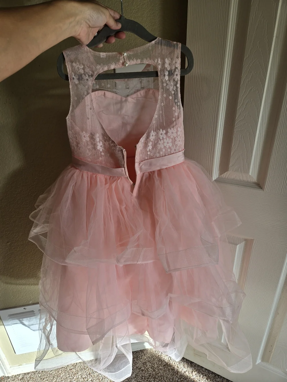 Girls' Pink Lace & Tulle Layered Party Dress